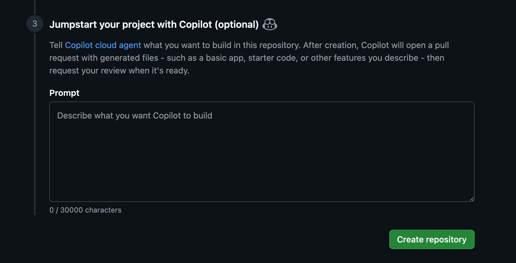 GitHubリポジトリ作成時に選べるJumpstartセクション
