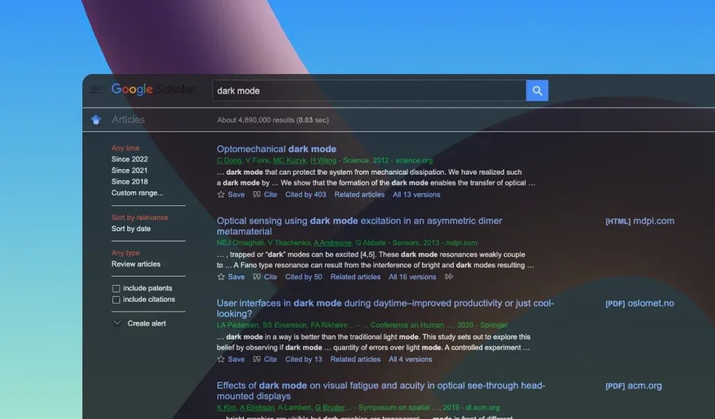 Google Scholar DarkMode
